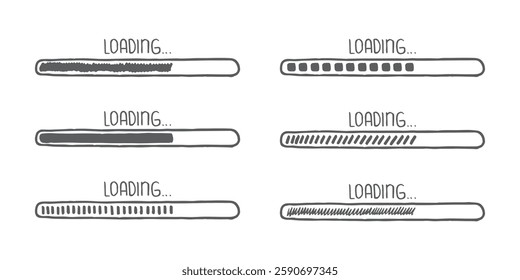 Sketch style progress bars with varied patterns