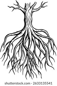 Ilustração Do Vetor Da Raiz Do Estilo Do Esboço - Projeto Subterrâneo Orgânico Desenhado À Mão

