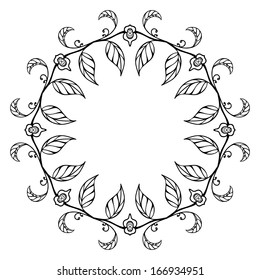 Sketch style round floral ornament