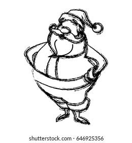 sketch style santa claus. funny cartoon, character, vector illustration.