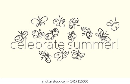 Sketch style summer butterfly design element