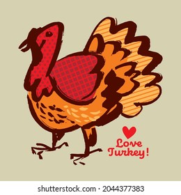 Sketch style turkey for thanksgiving and other fall celebration. 
