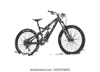A sketch style vector illustration of a bicycle on a white background.
