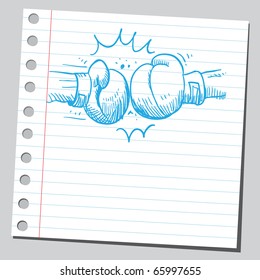Sketch style vector illustration of a boxing punch