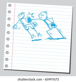 Sketch style vector illustration of a boxing fight