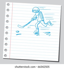 Sketch style vector illustration of an ice hockey player