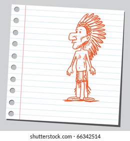 Sketch style vector illustration of an indian chief