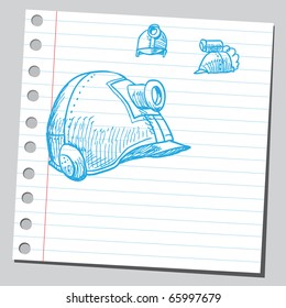 Sketch style vector illustration of a miner's hard hat