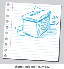 Sketch style vector illustration of a vote box