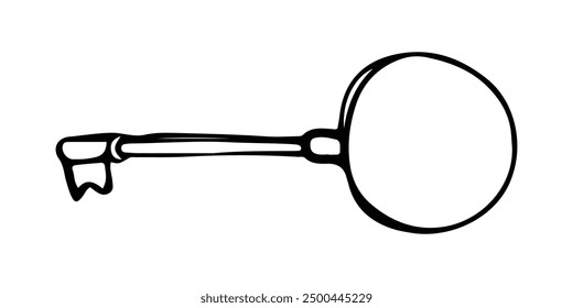 Sketch style of vintage key on white background. Vintage locks and keys. Sketch keyhole, victorian style padlock. Medieval or antique door hole, old decor security elements vector collection. Illustra