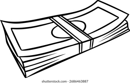 Ícone de dinheiro desenhado como um doodle, ilustração minimalista para temas de riqueza, finanças e sucesso empresarial