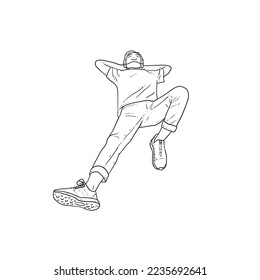 Sketch Stylish people laying and relax on the ground with smiling isolated on white background vector modern illustrations