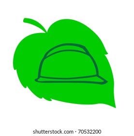 Sketch of the stylized green sheet with an outline of a building helmet