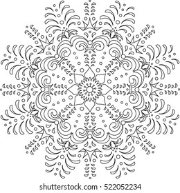 Sketch of stylized snow flakes black and white hand drawn vector illustration