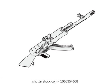 sketch submachine gun  vector