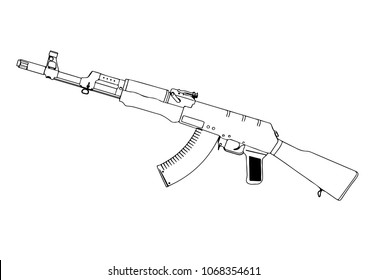 Sketch Submachine Gun Vector Stock Vector (Royalty Free) 1068354611 ...