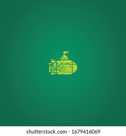 sketch of submarine cartoon sticker design on a chalkboard