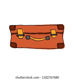 Sketch suitcase on white background. Vector Illustration.