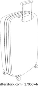 boceto de una maleta con ruedas vectoriales de diferentes vistas