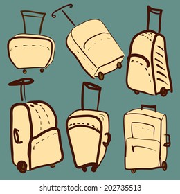 sketch of suitcases vector illustration