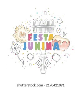 Sketch of summer object celebrations Festa Junina Poster Vector