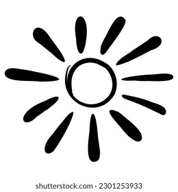 Sketch of sun. Hand drawn icon of summer symbol. Stylized sun flat vector illustration.