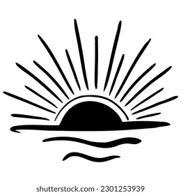 Sketch of sun. Hand drawn icon of summer symbol. Stylized sun flat vector illustration.