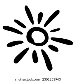 Sketch of sun. Hand drawn icon of summer symbol. Stylized sun flat vector illustration.