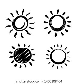 Sketch of the sun, painted by brush.