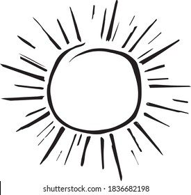 sketch of the sun vector. manual drawing of the sun. spiral sun vector