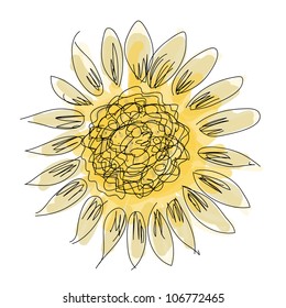 Sketch of sunflower for your design