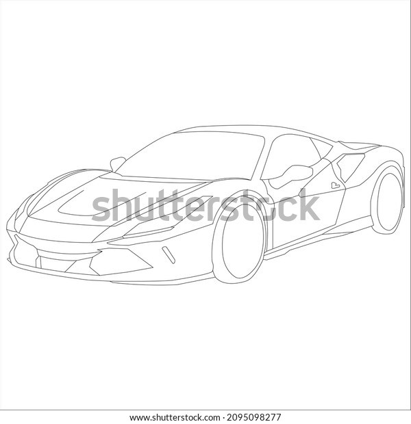 sketch of a supercar for icon, logo, coloring
book, and others