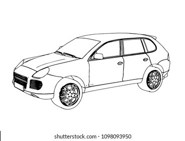 sketch SUV car vector
