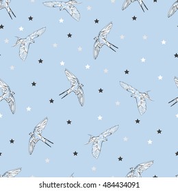 sketch swallow seamless, spring birds illustration, seamless, pattern swallow