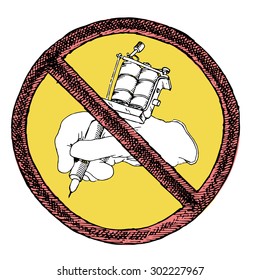Sketch symbol no tattoo. Vector illustration