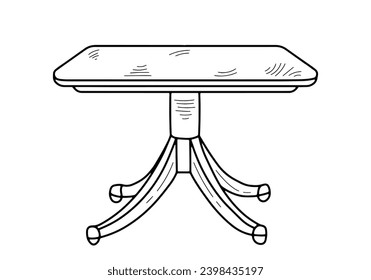 Sketch of a table, desk, diet table, desktop, kitchen table. Piece of furniture. Furniture for bedroom, study, living room, kitchen