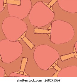 Sketch table tennis in vintage style, vector seamless pattern