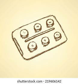 Sketch tablets packege in vintage style, background 