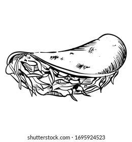 sketch, taco food vector to color