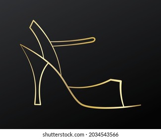 Sketch of tango golden shoe on black background, vector
