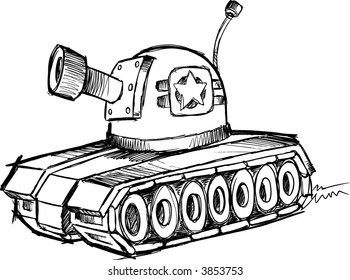 Esbozo de la ilustración del vector del tanque