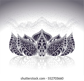 Sketch for tattoo art Lotus flower. Blossom. Vector isolated illustration. Vintage.