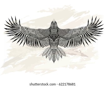 Sketch of tattoo bird. Dove.Vector illustration.