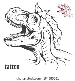 Sketch of tattoo dinosaur.