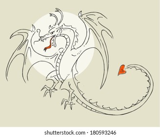  sketch tattoo  dragon , vector illustration