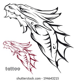 Sketch of tattoo with a dragon's head.
