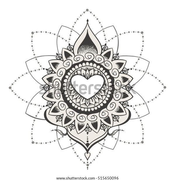 Sketch Tattoo Henna Hearts Mehndi Elements Stock Vector Royalty Free