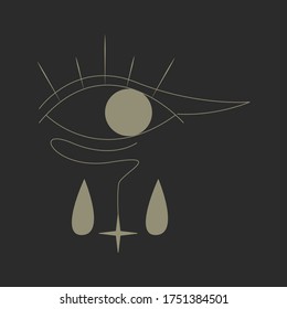 Esbozo de un tatuaje. Conjunto de ilustraciones vectoriales de todos los ojos.  Imprimiendo ropa. Símbolos mágicos. Religión, fe. vigilando. dorado