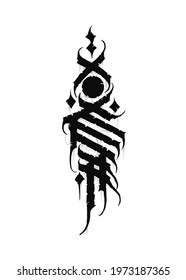 sketch of a tattoo in the style of lettering and dark totem Gothic vector illustration