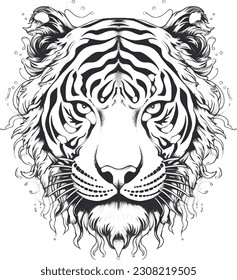 Sketch tattoo of tiger vector illustration